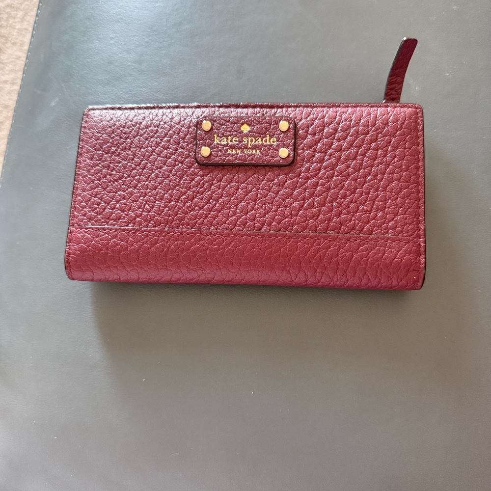 Kate Spade Bay Street Stacy Leather Wallet NEW Black Cherry Burgundy - Picture 5 of 6
